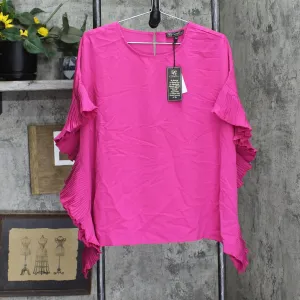DG2 Womens Pleated Poncho Blouse Shirt Top 697478 Magenta Pink L