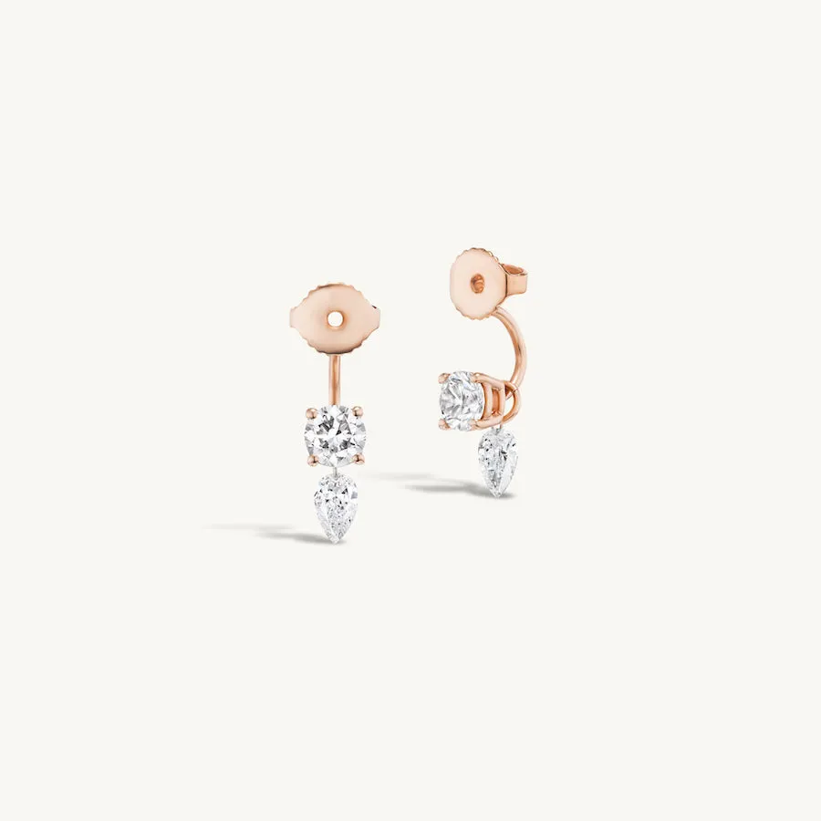 Diamond Earring Jacket with Hanging Pear Charm