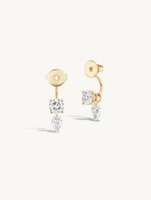 Diamond Earring Jacket with Hanging Pear Charm