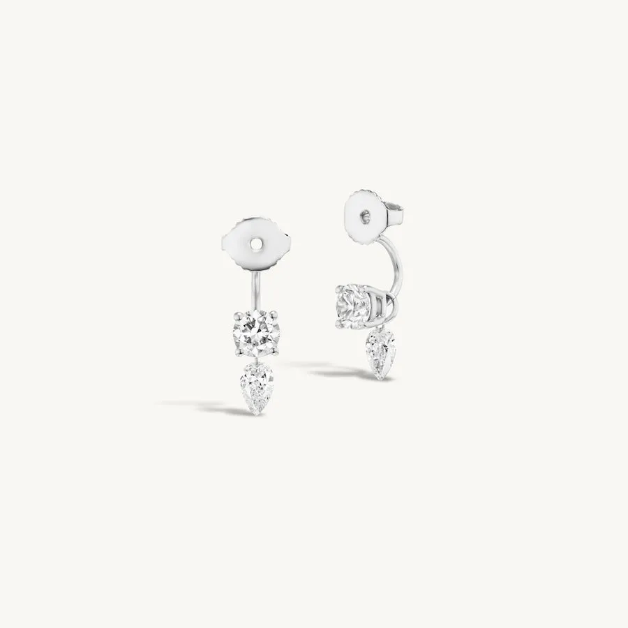 Diamond Earring Jacket with Hanging Pear Charm