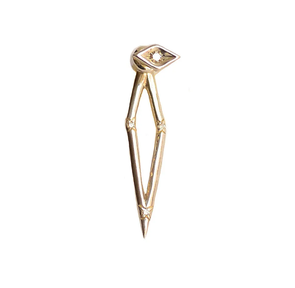 Diamond Eye Stud & Micro Pave Diamonds Eye Pyramid Earring Jacket Back