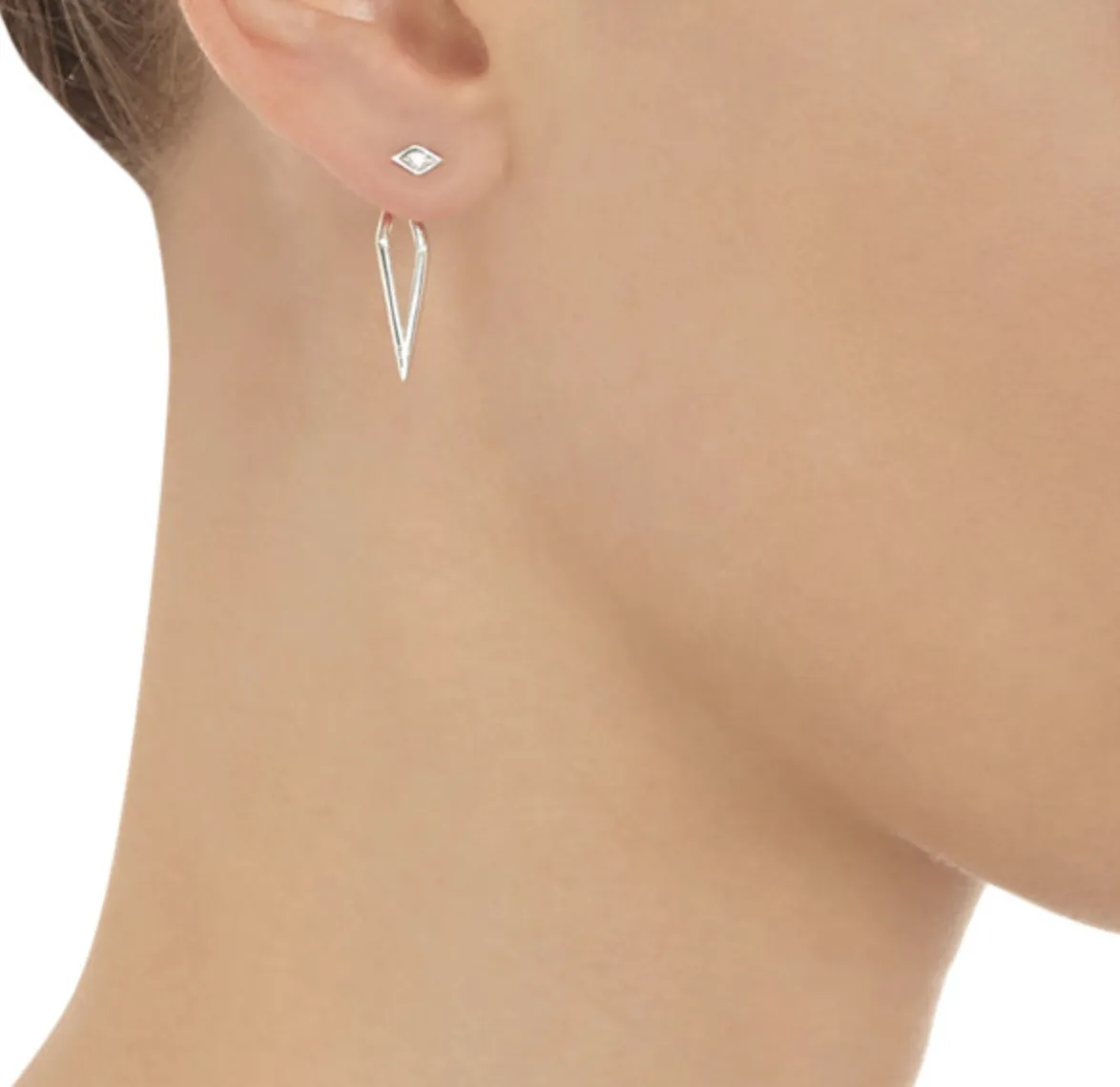 Diamond Eye Stud & Micro Pave Diamonds Eye Pyramid Earring Jacket Back