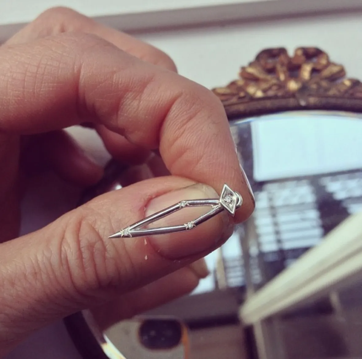 Diamond Eye Stud & Micro Pave Diamonds Eye Pyramid Earring Jacket Back