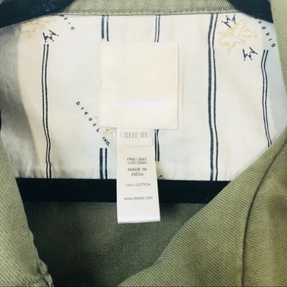 Diesel Army Green Moto Jacket- Size XS