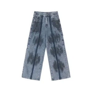 Dirty Dye Deconstructed Wide-leg Jeans