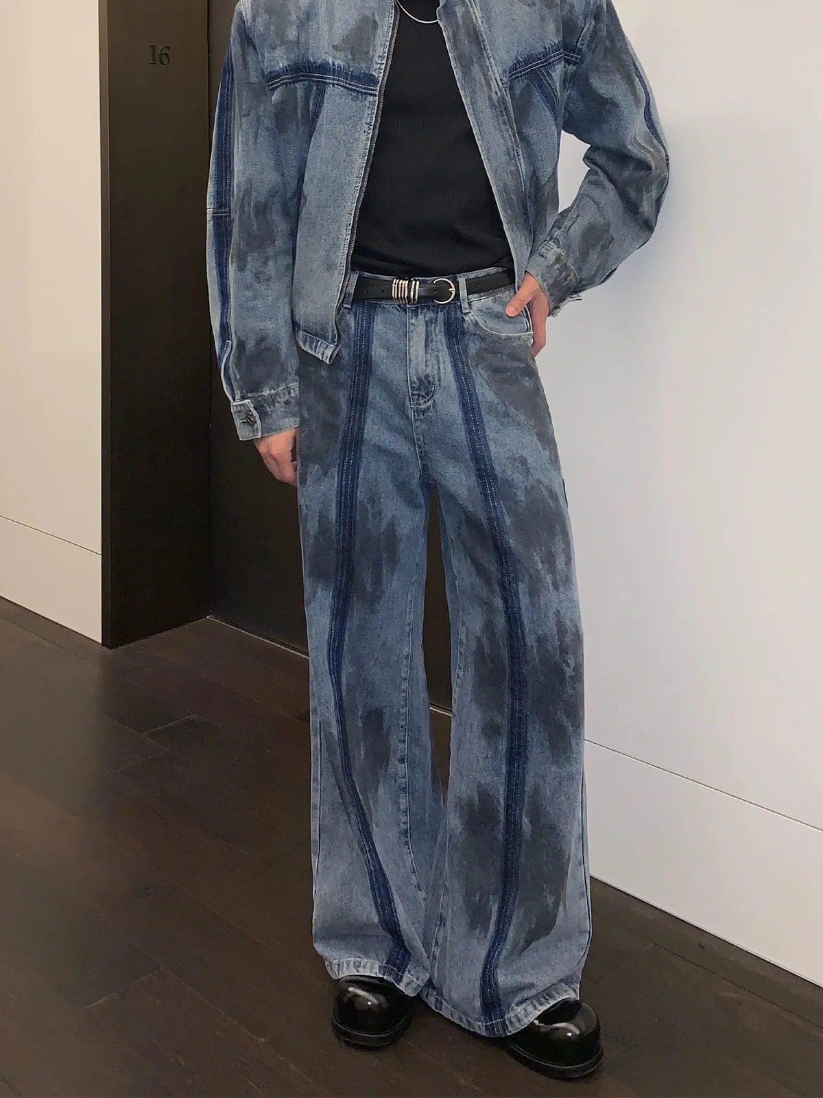 Dirty Dye Deconstructed Wide-leg Jeans