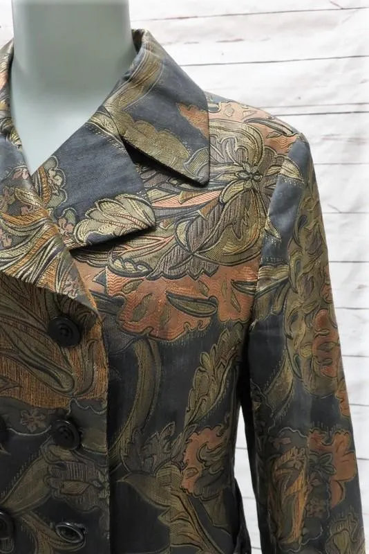 Dries Van Noten Metallic Jacquard Double Breasted Jacket Charcoal/Gold Size 42