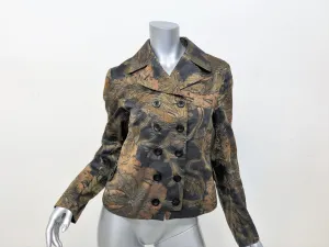 Dries Van Noten Metallic Jacquard Double Breasted Jacket Charcoal/Gold Size 42