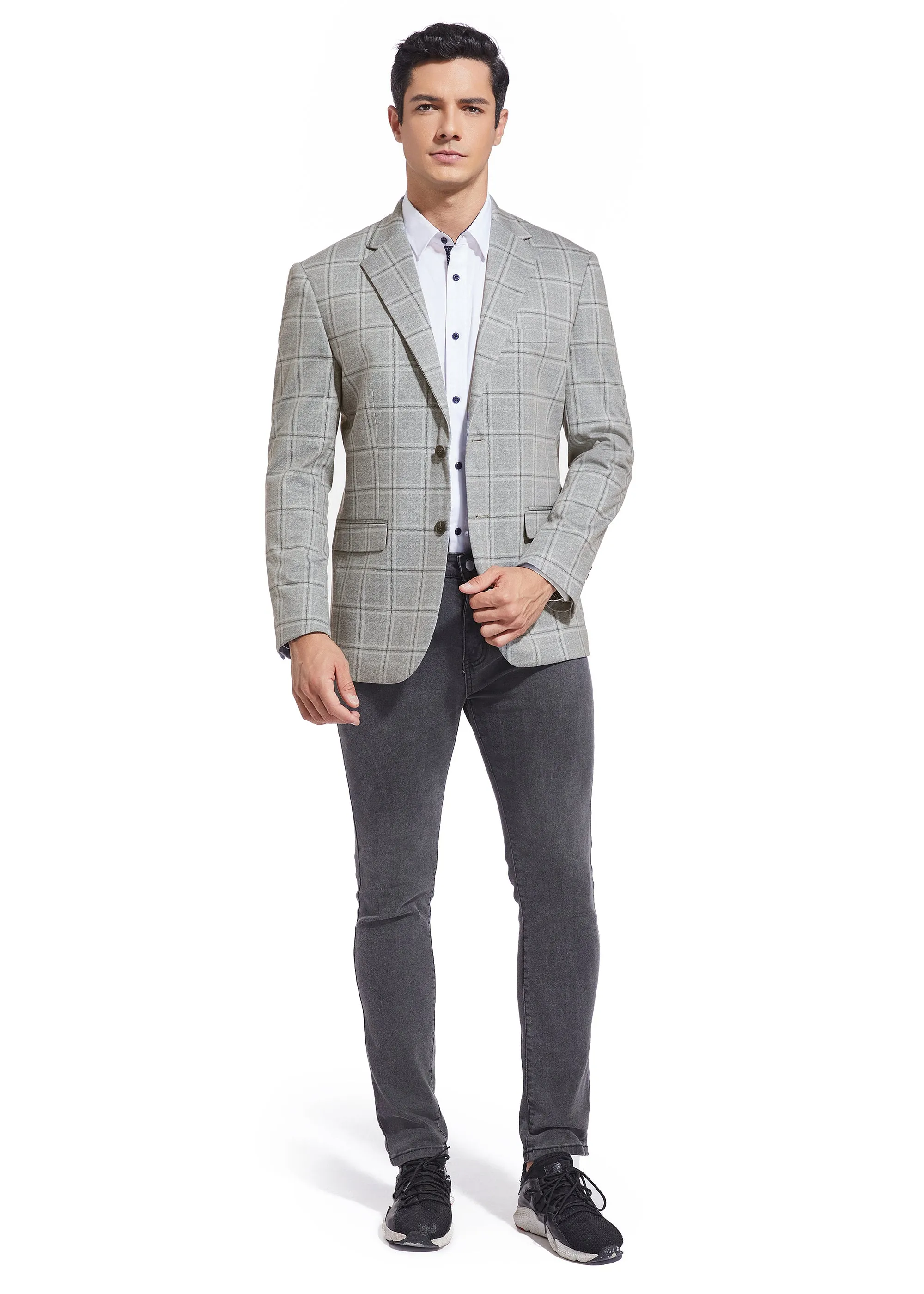 DUCHAMP WINDOWPANE KNIT SPORTCOAT