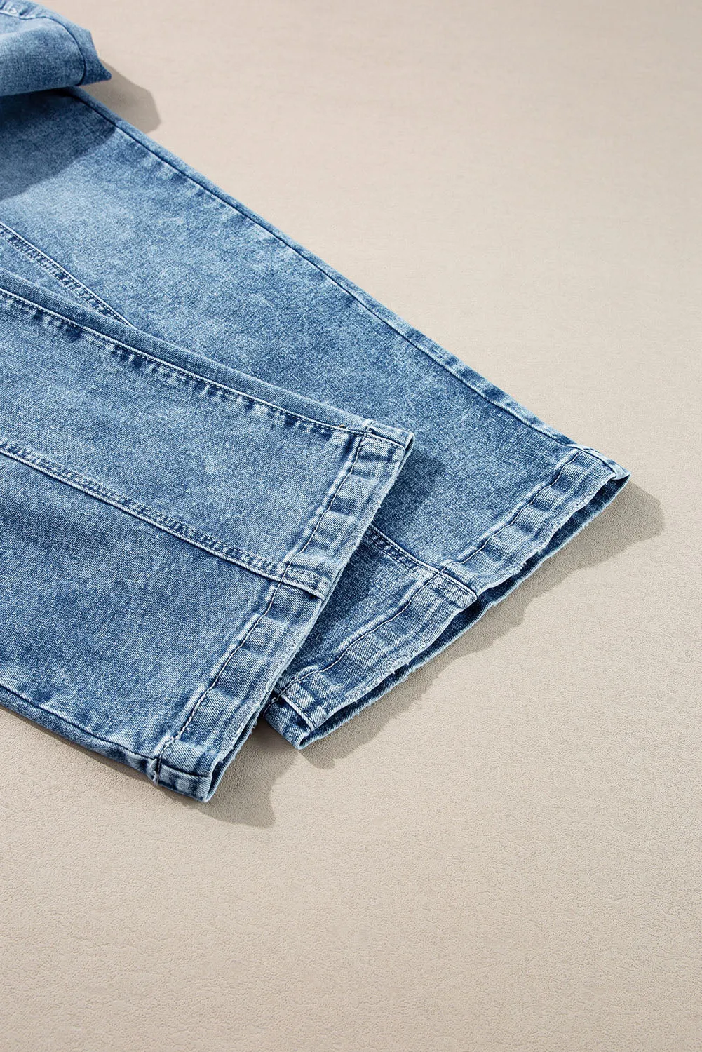 Dusk Blue Central Seamed Wide Leg High Waist Jeans