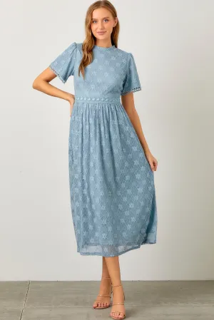 Dusty Blue Lace Dress