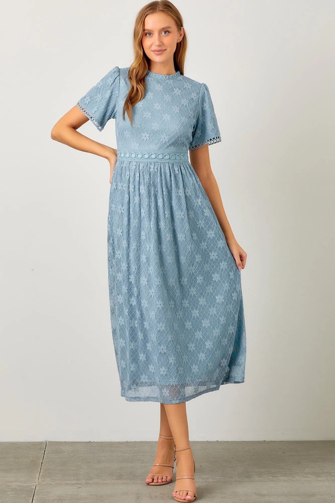 Dusty Blue Lace Dress