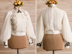 Edwardian beige hand-pleated cotton Edith Cushing Crimson Peak shirt