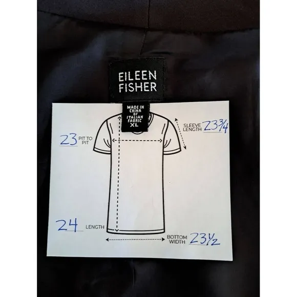 Eileen Fisher Blazer Jacket Women Open Front Pockets Black XL 1X