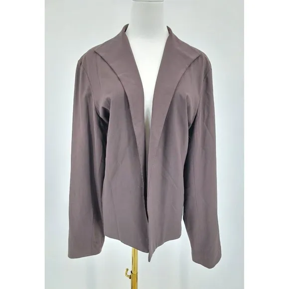 Eileen Fisher Blazer Jacket Women Open Front Pockets Black XL 1X