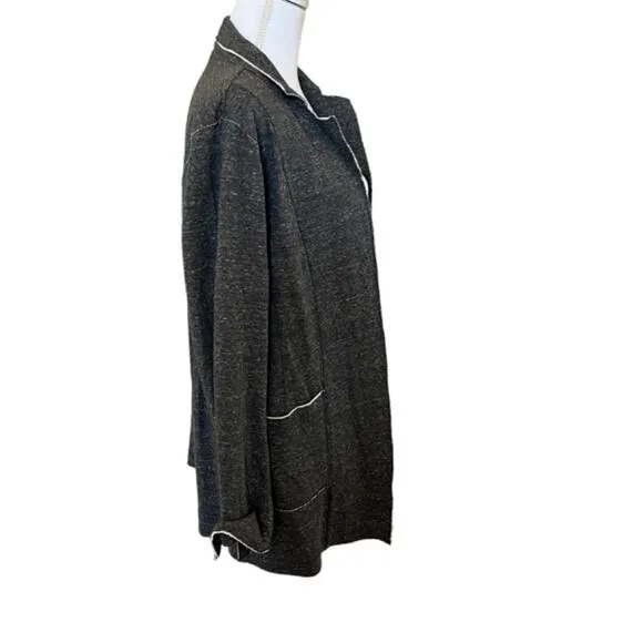 Eileen Fisher Jacket Blazer Size M Grey Organic Cotton Sweatshirt Seams Stretch