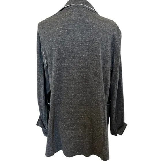 Eileen Fisher Jacket Blazer Size M Grey Organic Cotton Sweatshirt Seams Stretch