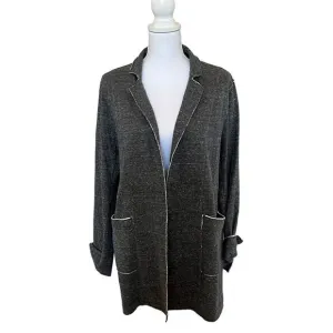 Eileen Fisher Jacket Blazer Size M Grey Organic Cotton Sweatshirt Seams Stretch
