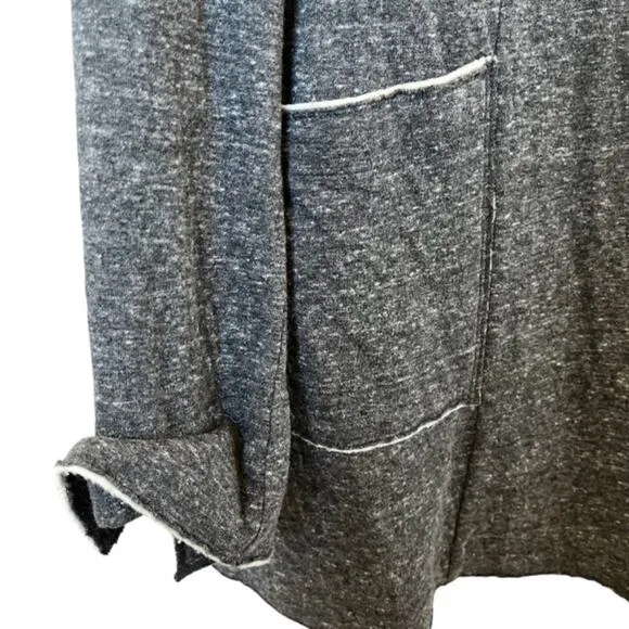 Eileen Fisher Jacket Blazer Size M Grey Organic Cotton Sweatshirt Seams Stretch
