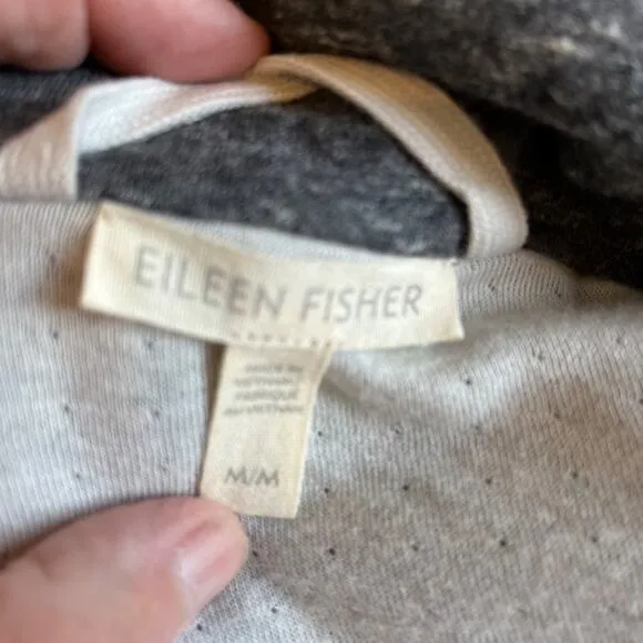 Eileen Fisher Jacket Blazer Size M Grey Organic Cotton Sweatshirt Seams Stretch