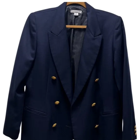 Elegant Pendleton Navy Blue Double Breasted Suit Jacket Dinner Jacket or Blazer