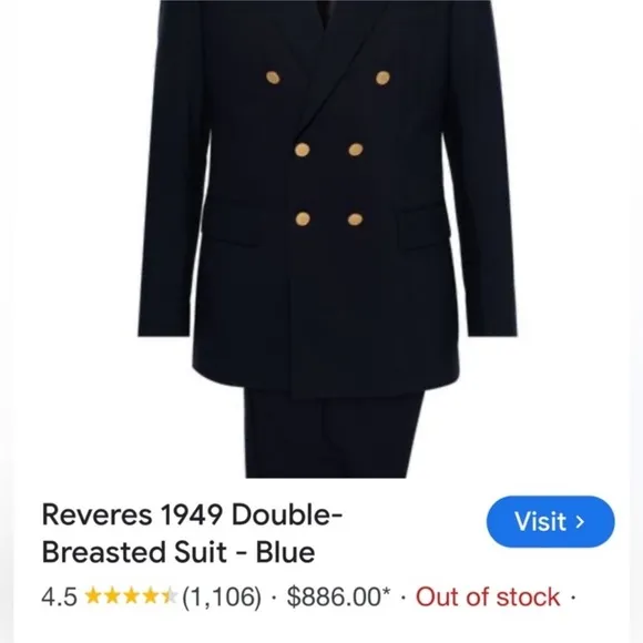 Elegant Pendleton Navy Blue Double Breasted Suit Jacket Dinner Jacket or Blazer