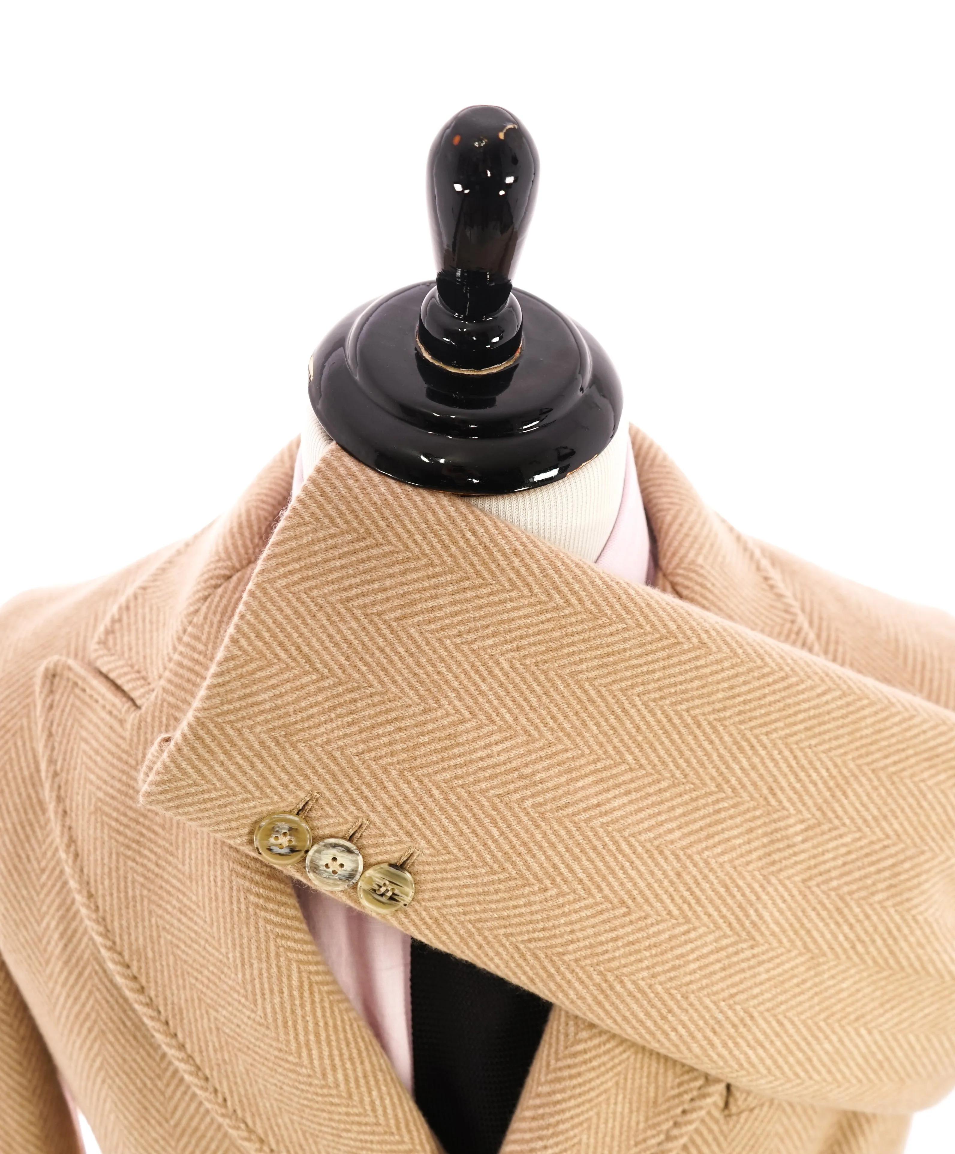 ELEVENTY - "PALTINUM" CASHMERE Herringbone Double Breasted Overcoat - 40