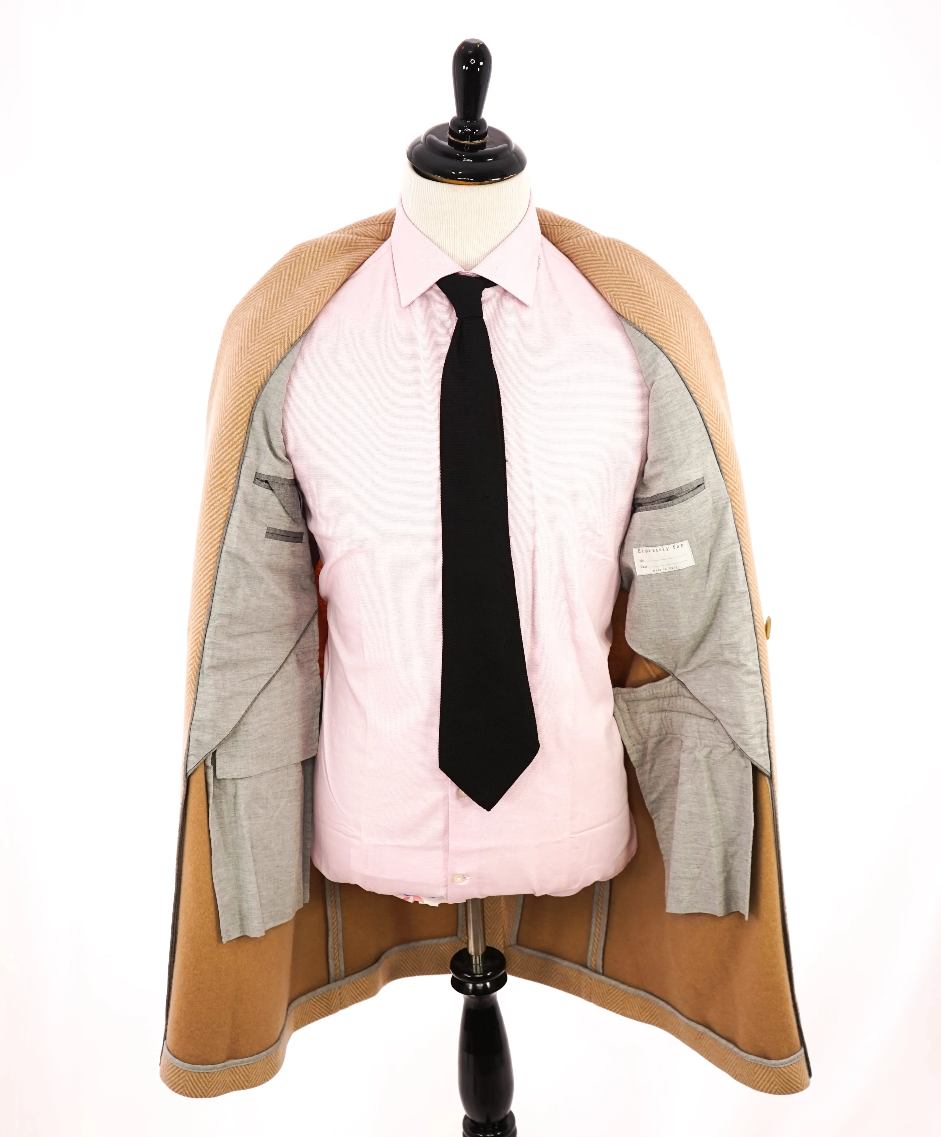 ELEVENTY - "PALTINUM" CASHMERE Herringbone Double Breasted Overcoat - 40