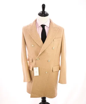 ELEVENTY - "PALTINUM" CASHMERE Herringbone Double Breasted Overcoat - 40