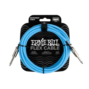 Ernie Ball Flex Instrument Cable Straight/Straight 10ft - Blue