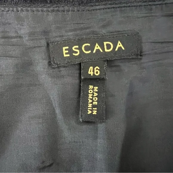 Escada Knee Length Navy Blue Straight Fully Lined Pencil Vintage Skirt Size XXL