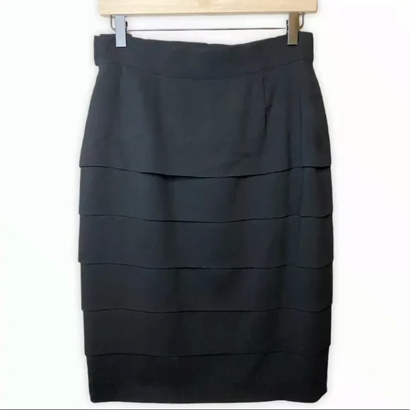 Escada Ruffle High Waisted Wool Skirt
