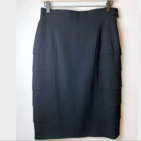Escada Ruffle High Waisted Wool Skirt