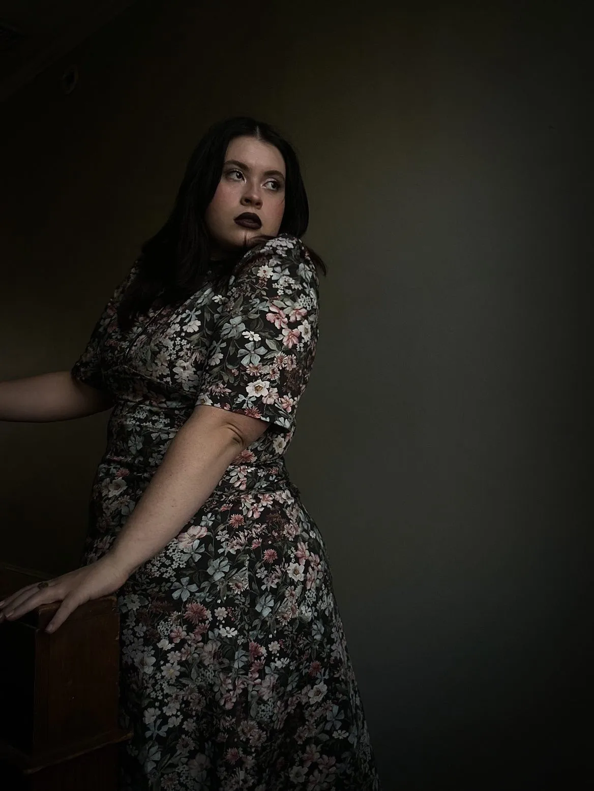 Esther Dress / Black Floral Cotton