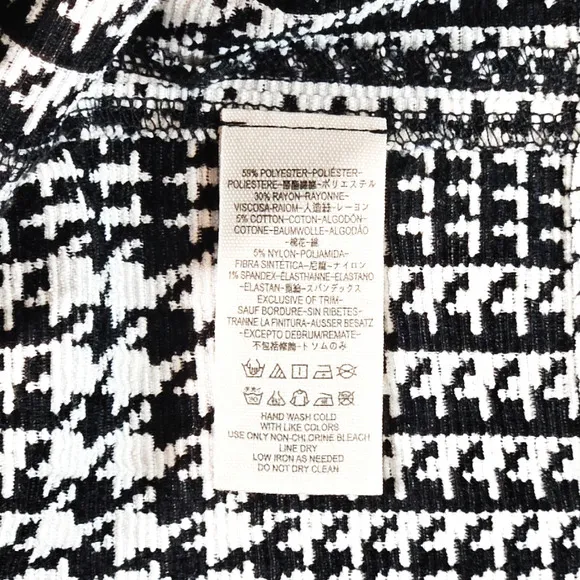 EUC Free People Off Duty Houndstooth Midi Straight Skirt Sz. 0 White Black