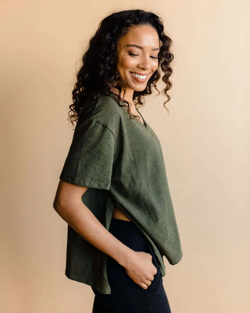 Everyday Every Way Maternity to Nursing V-Neck Tee | Heather Forest