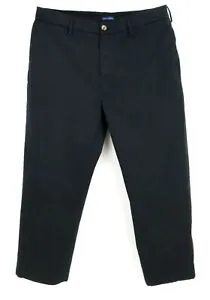 Falls Creek Khaki Pants Pleated Mens Black 100% Cotton Chino