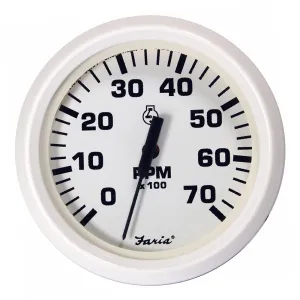 Faria Dress White 4" Tachometer - 7000 RPM (Gas) (All Outboards) [33104]