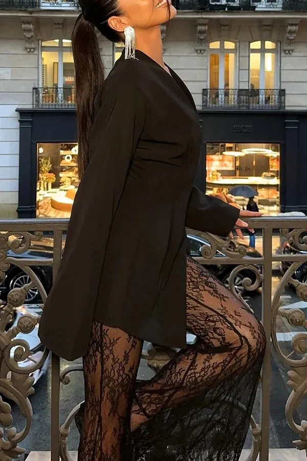 Feel Confident Collarless Single Button Long Sleeve Hourglass Blazer