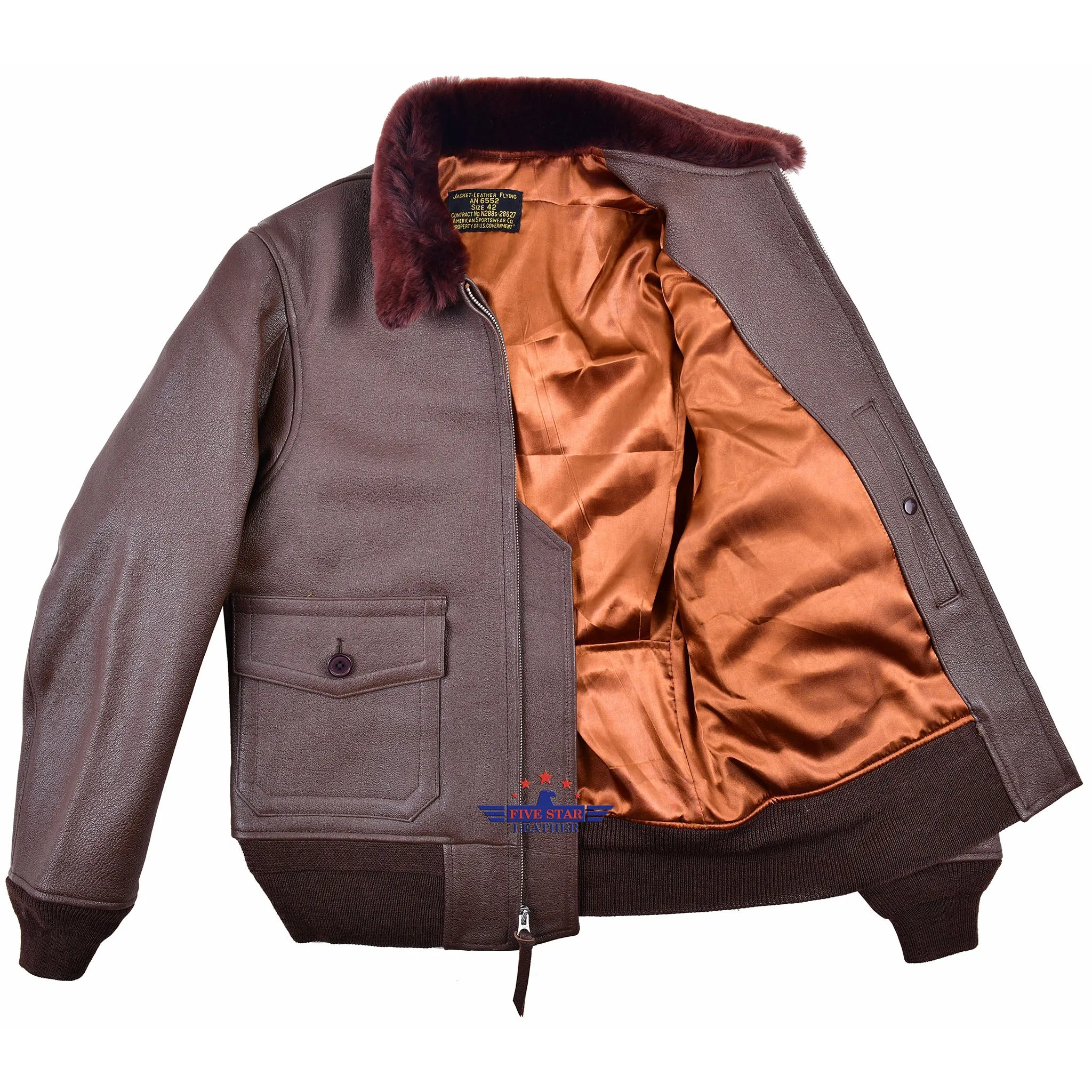 FiveStar Leather Repro American Sportswear AN-6552 Jacket Goatskin Mid Brown