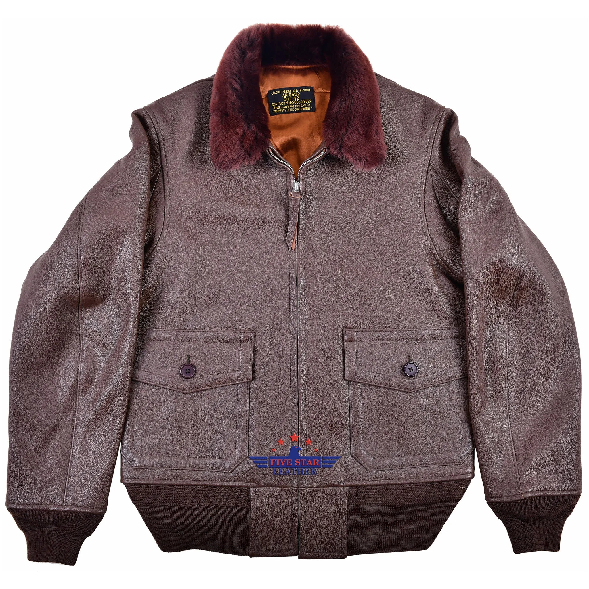 FiveStar Leather Repro American Sportswear AN-6552 Jacket Goatskin Mid Brown