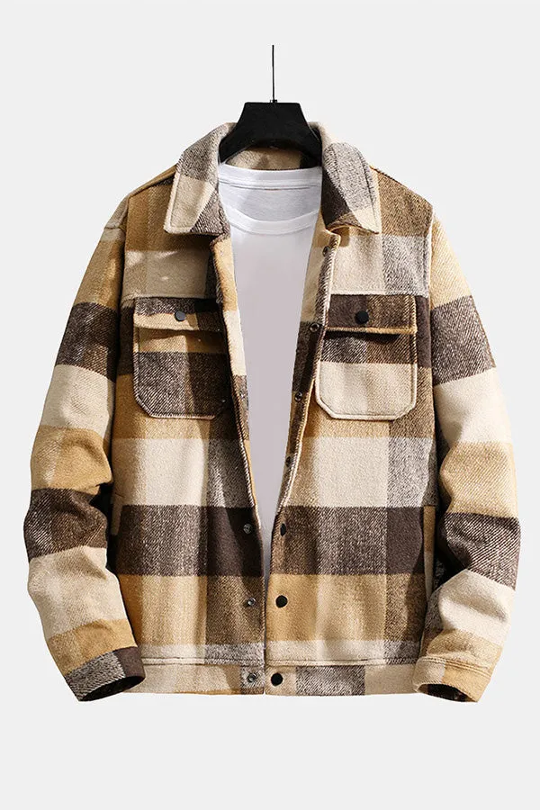 Flannel Plaid Jacket With Pocket