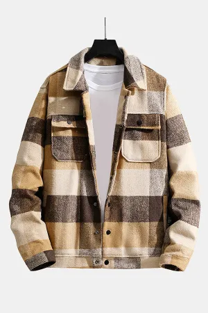 Flannel Plaid Jacket With Pocket