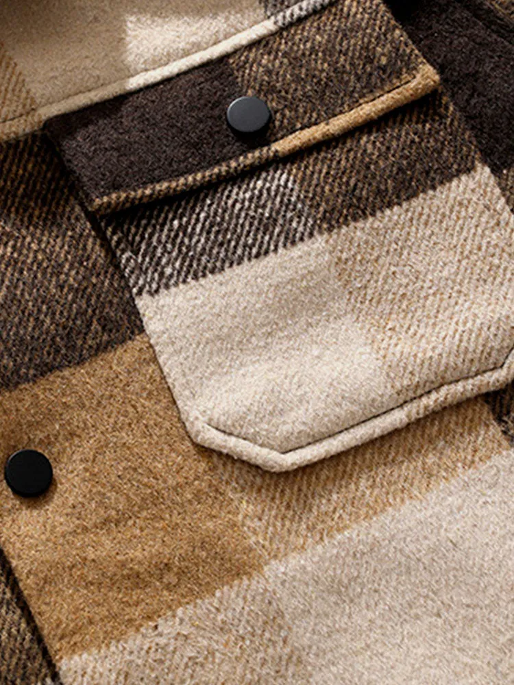 Flannel Plaid Jacket With Pocket