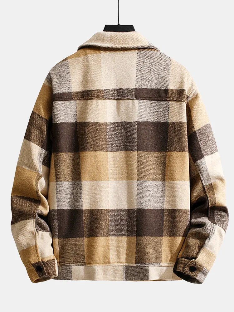 Flannel Plaid Jacket With Pocket
