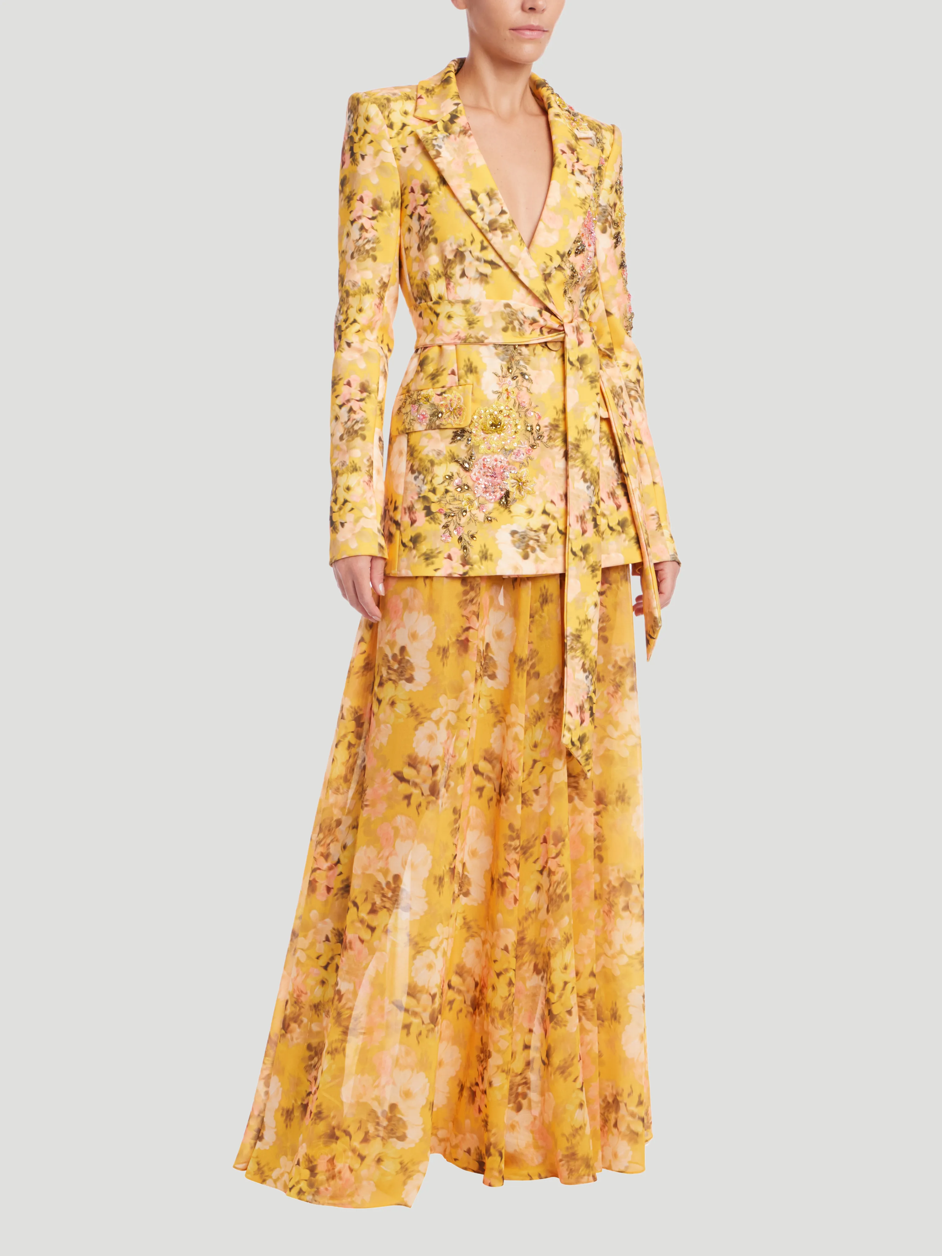 Floral Georgette Wide-Leg Pants