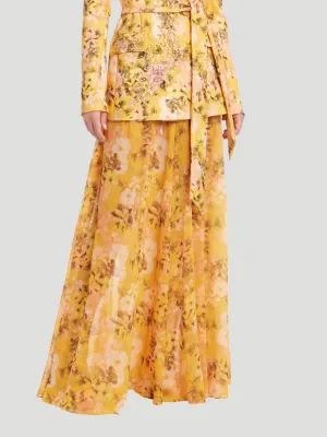 Floral Georgette Wide-Leg Pants