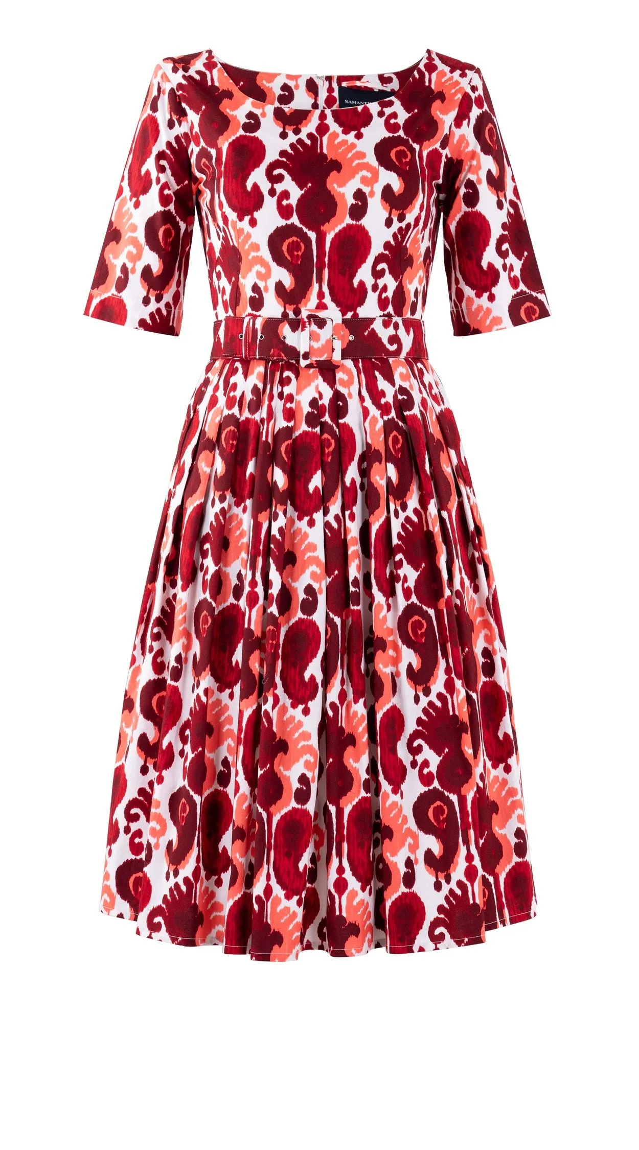 Florance Dress #2 Boat Neck 1/2 Sleeve Long Length Cotton Stretch (Ikat Java)