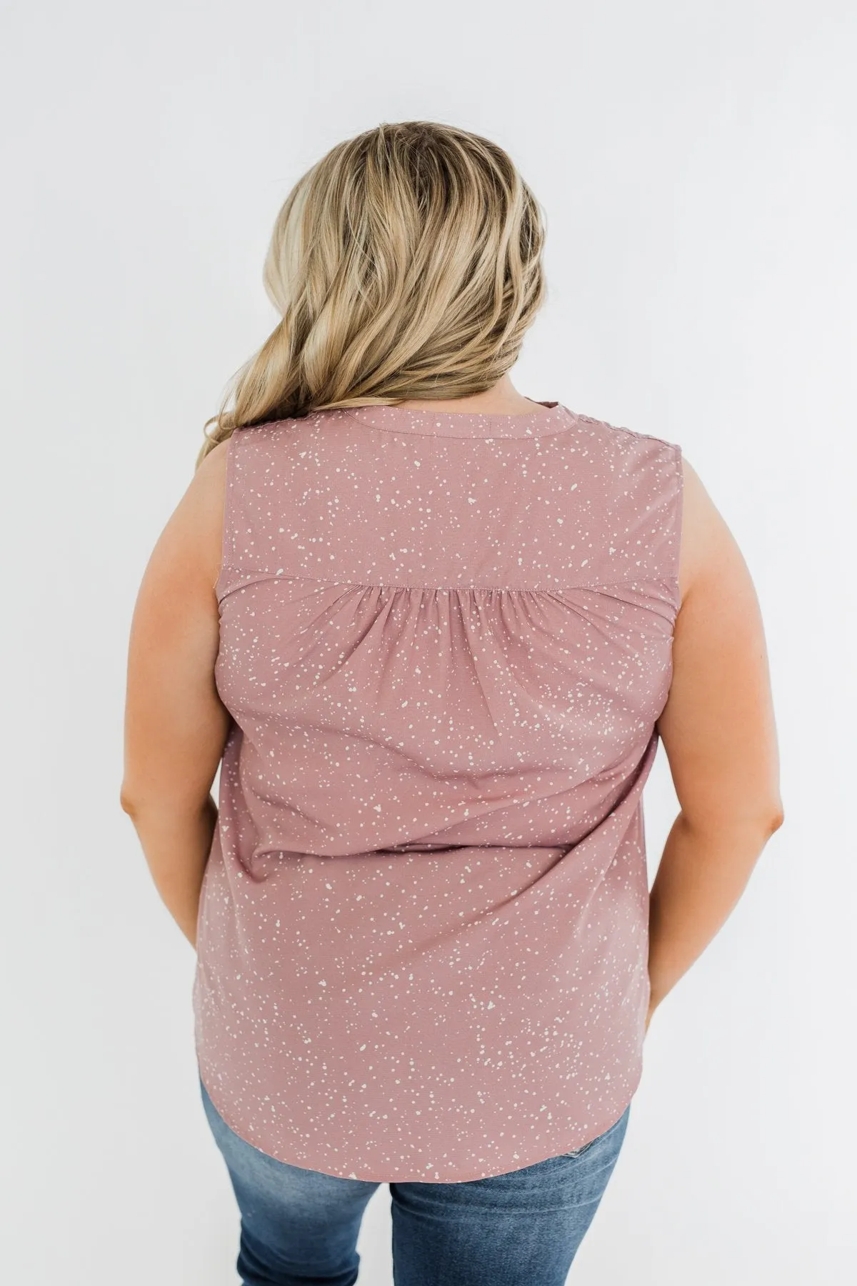 Fond Of You Speckled Sleeveless Blouse- Mauve