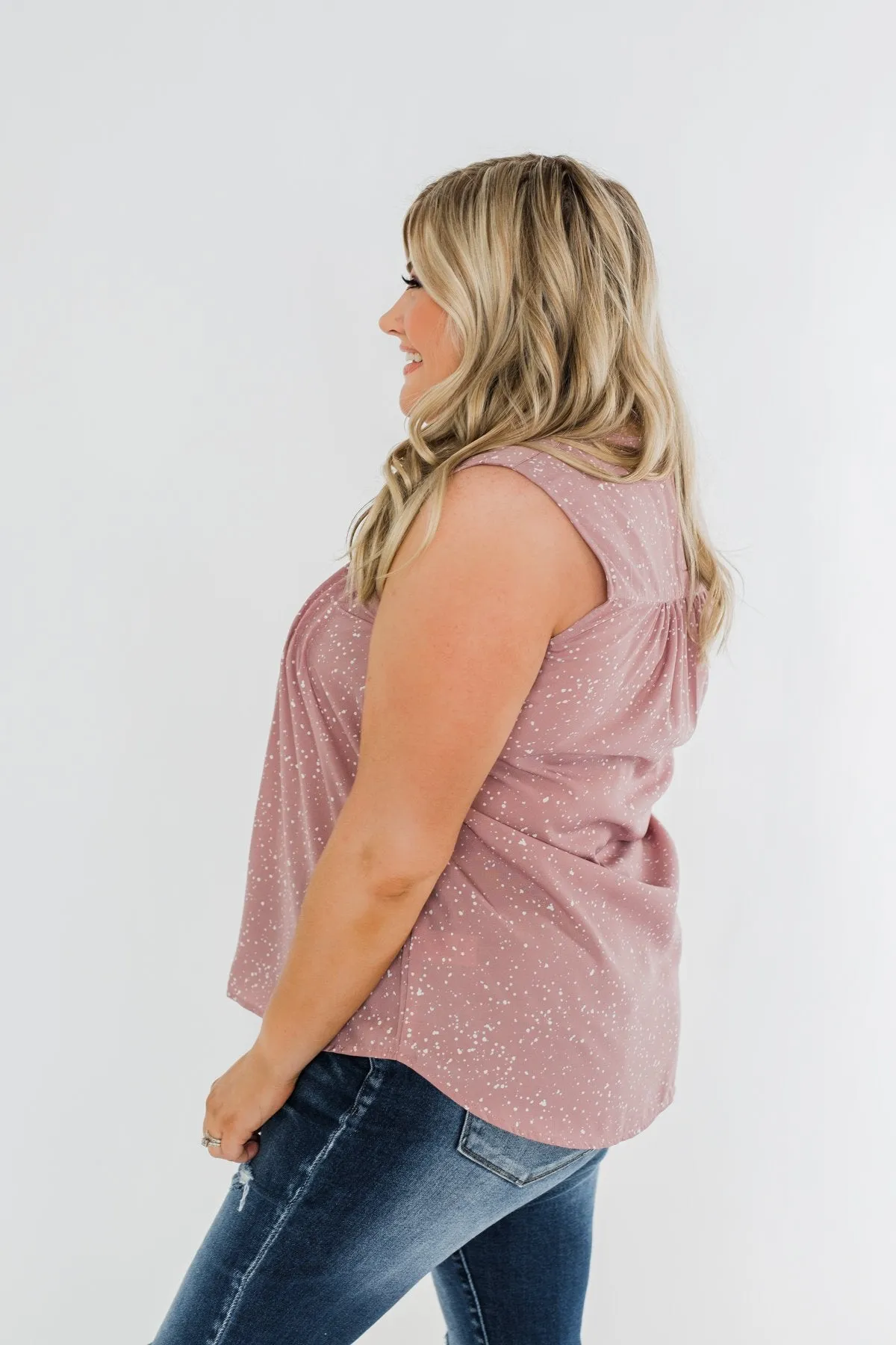 Fond Of You Speckled Sleeveless Blouse- Mauve